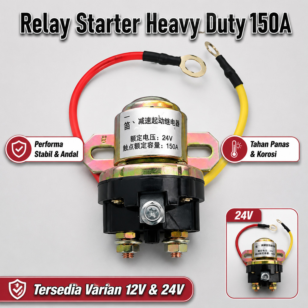 Relay Starter Mobil 12V 24V 150A Solenoid Switch Starter Motor Heavy Duty Aksesori Kelistrikan