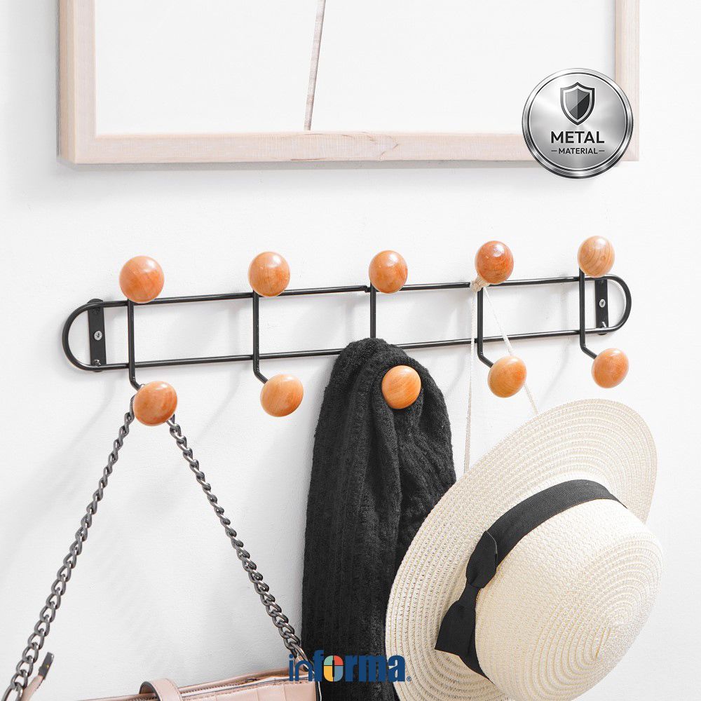 Informa Gantungan Dinding 5 0745 50x11x5 cm - Hitam Wall Hook Hanger Dinding Wall Organizer Gantunga