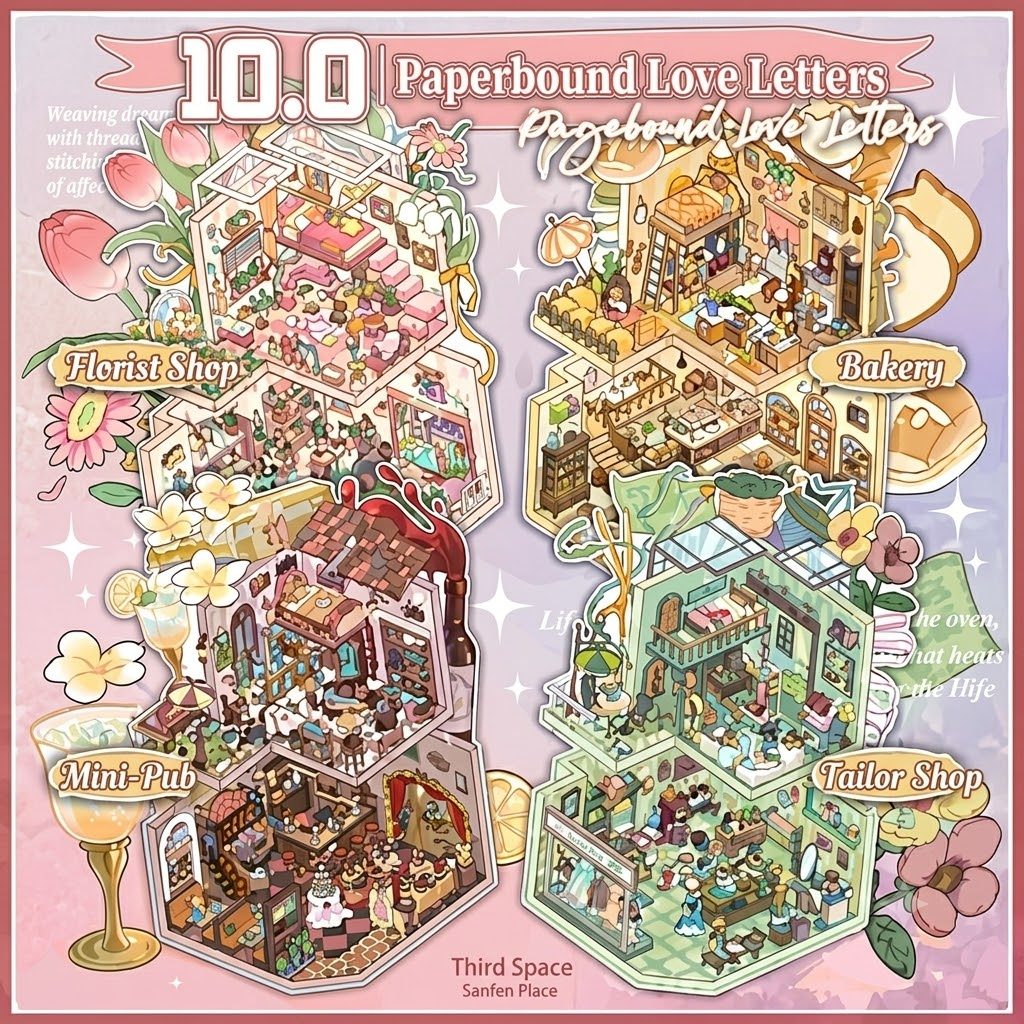 Sticker 3D Landscape SANFEN  Ink Words Three-Minute Landscape Stickers 10.0 - Paper Love Letter Seri