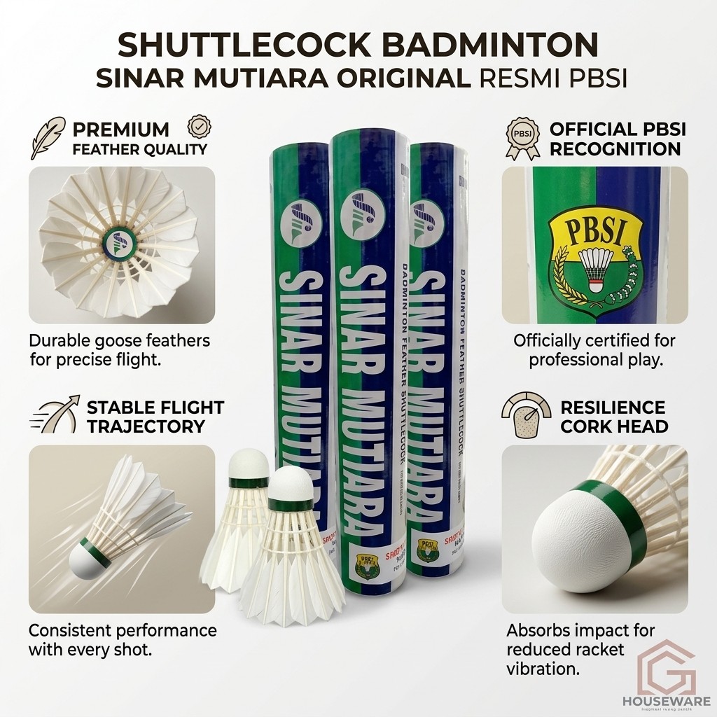 KOK BULUTANGKIS - SHUTTLECOCK BADMINTON SINAR MUTIARA ORIGINAL RESMI PBSI