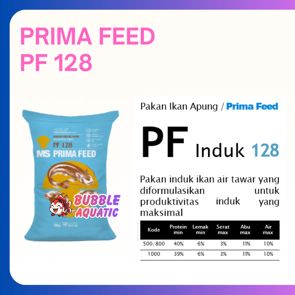Pelet Prima Feed  PF 128 Kemasan Repack 500gr / 1.000gr