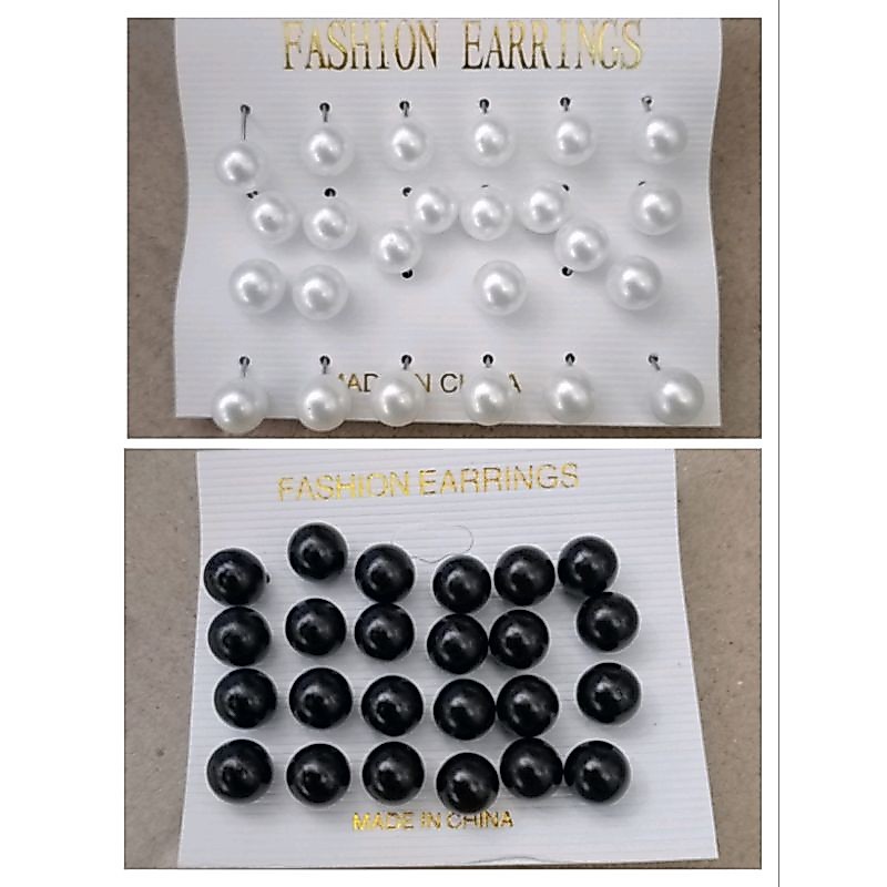 ANTIK GIWANG MUTIARA BESAR 8mm / ANTING MUTIARA ISI 24PCS