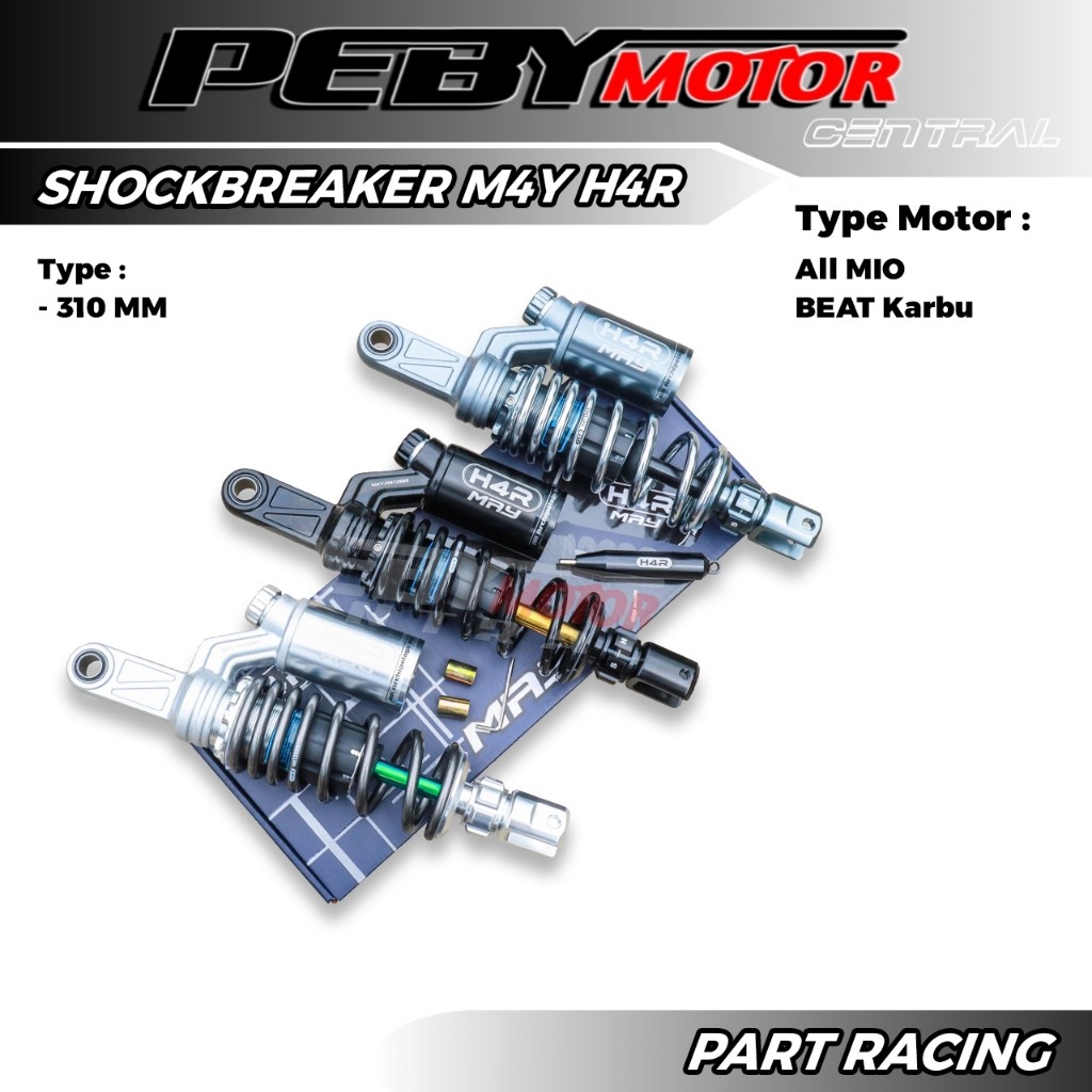Shockbreaker Belakang H4R M4Y Series Single Shock 310mm All Mio Beat Karbu