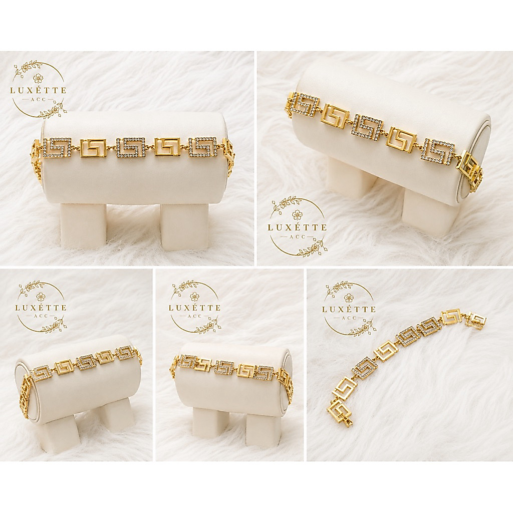 Luxette | gelang titanium wanita Versace kotak gelang titanium cewek Korea model versasce kotak anti