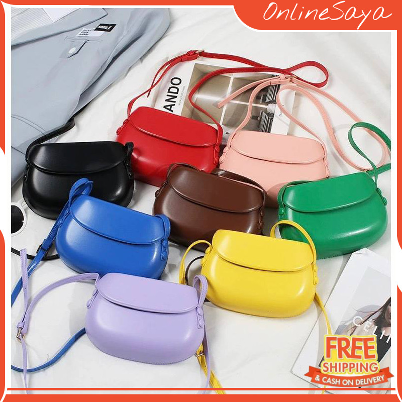 CG56RD Tas Selempang Kulit PU Wanita Tas Cewek Mini Slingbag Import Saddle Jelly Bag JS2 8505