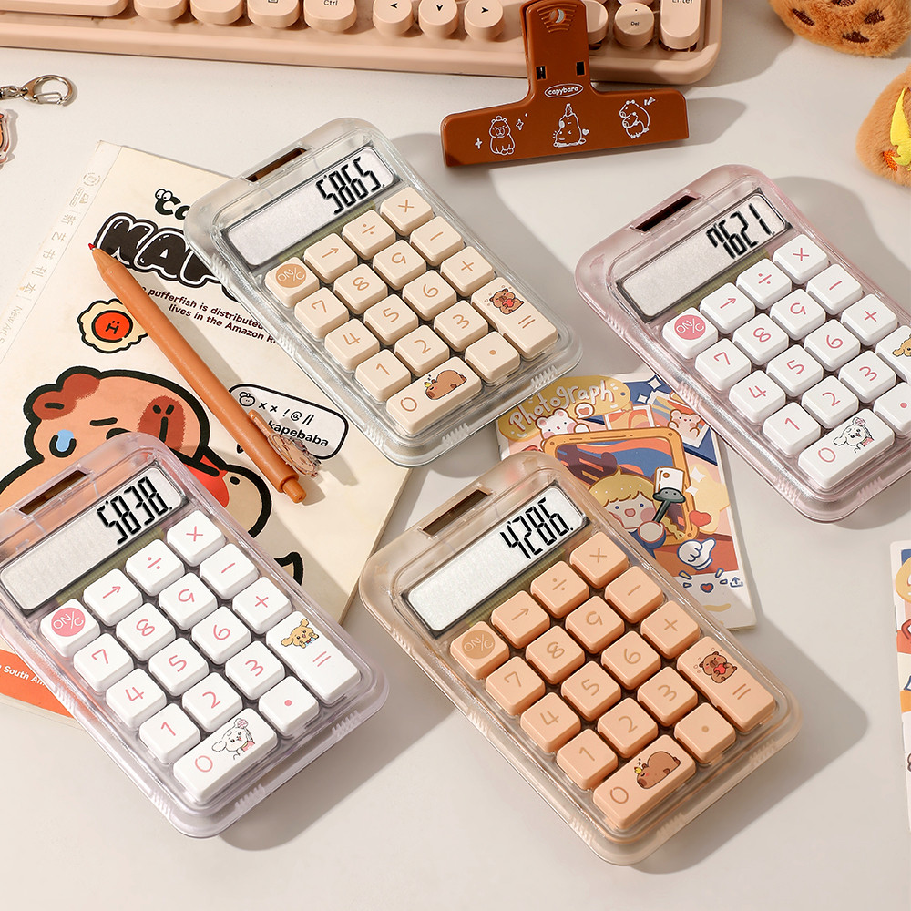 

1pcs transparent color solar dual power calculator, large screen and buttons, high-precision 10 git calculation ability calcul