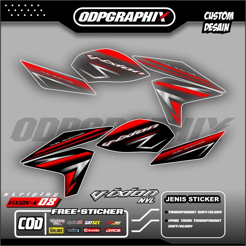 Striping Sticker Transparan Vixion NVL Terbaru – Bahan Premium Max Decal UV Anti Pudar NEW Motif Cos