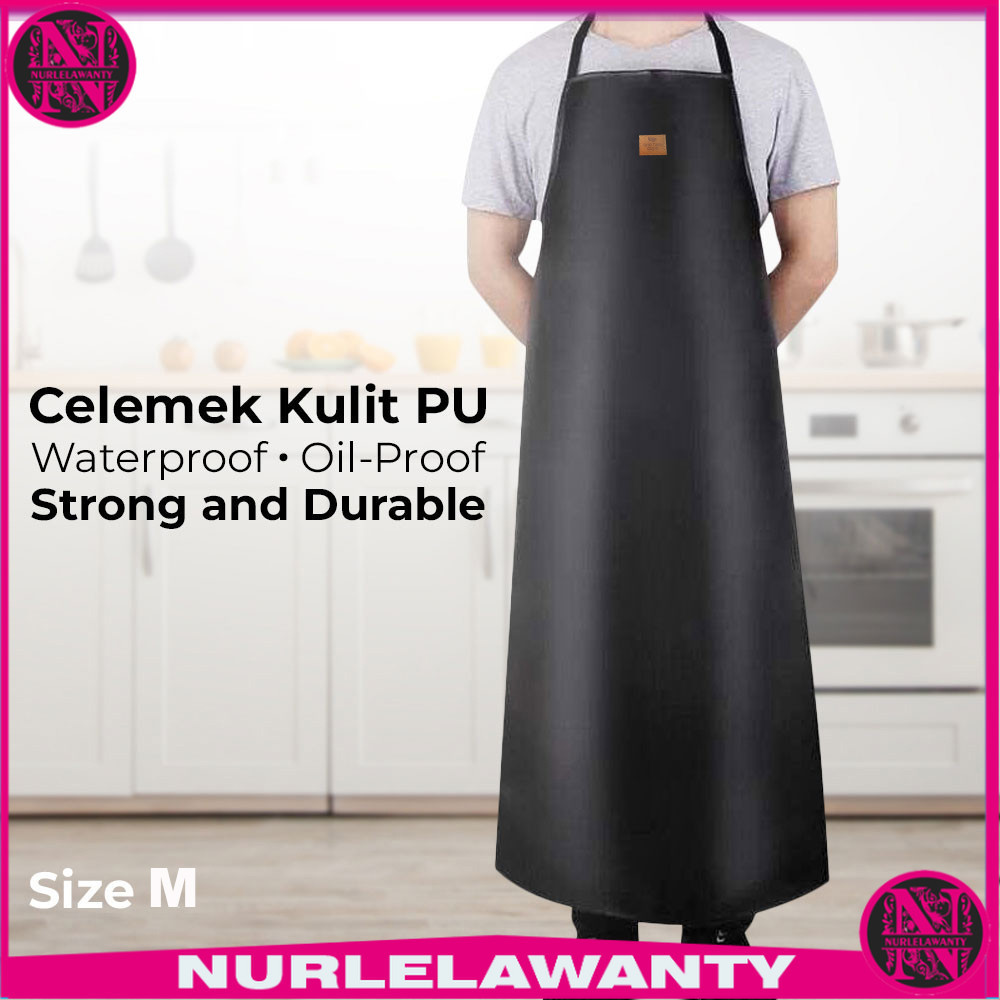 

- One Two Cups Celemek Masak Apron Dapur Kulit PU Waterproof Durable - ZHAP -