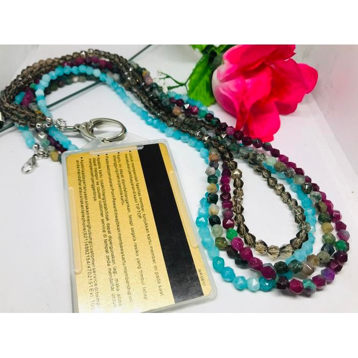

READY Lanyard Tali Kalung ID Card Unik Batu Hexagonal - Hitam