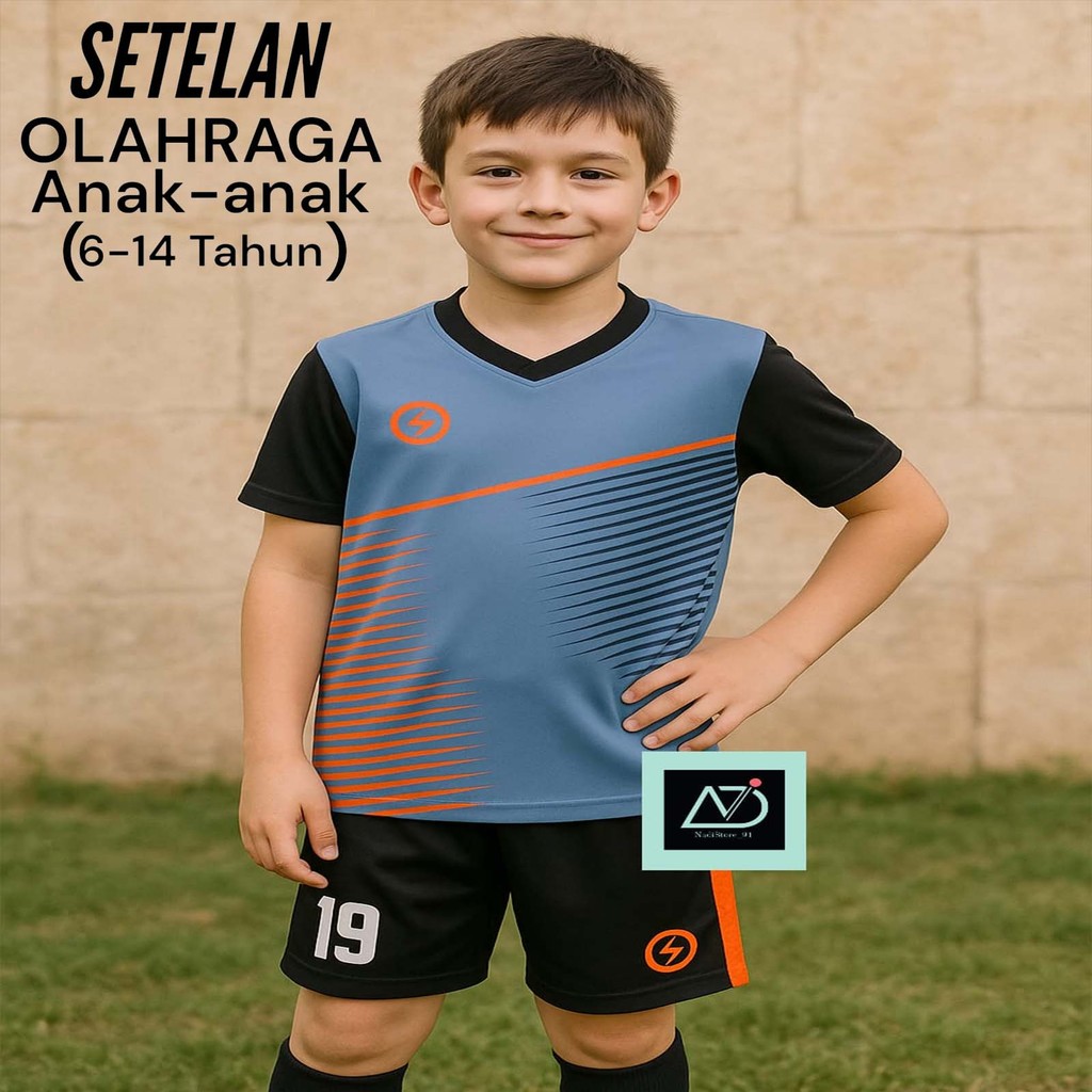 Setelan Jersey  anak  Kaos Futsal Baju Bola Anak kostum Seragam Olahraga Anak SD umur 5- 14 tahun