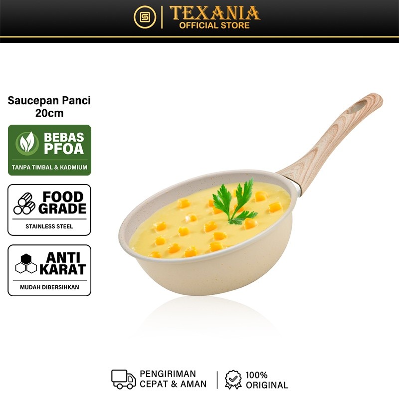 

TEXANIA Saucepan Panci Susu 20cm Wajan Anti Lengket Stainless Steel Mudah Dibersihkan Bebas PFOA PFOS