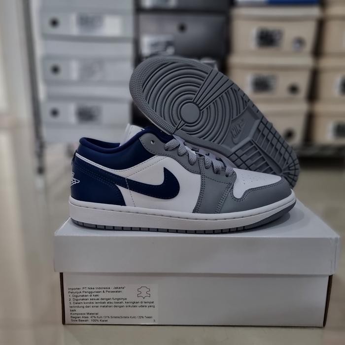 sepatu sneakers wanita air jordan 1 low stealth french blue white