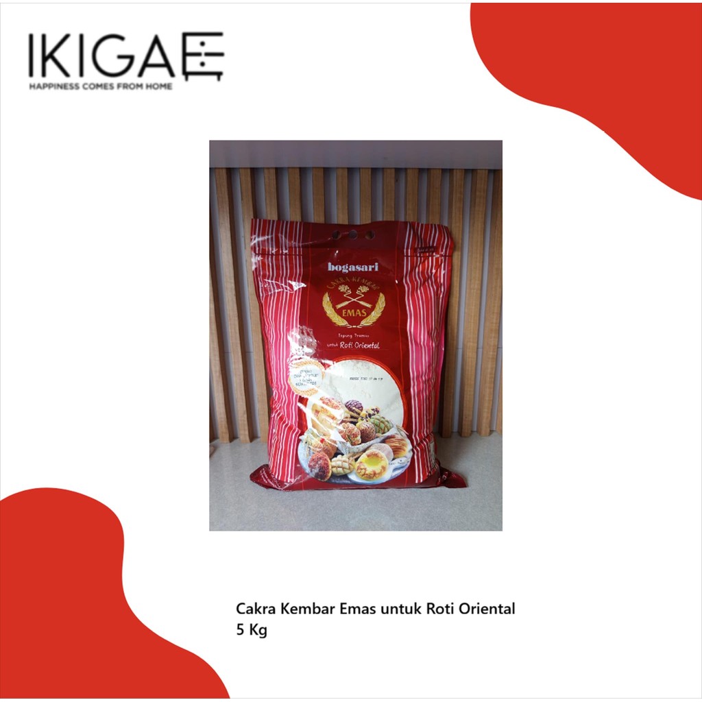 

TEPUNG TERIGU CAKRA KEMBAR EMAS/ TEPUNG PREMIKS ROTI ORIENTAL 5 KG