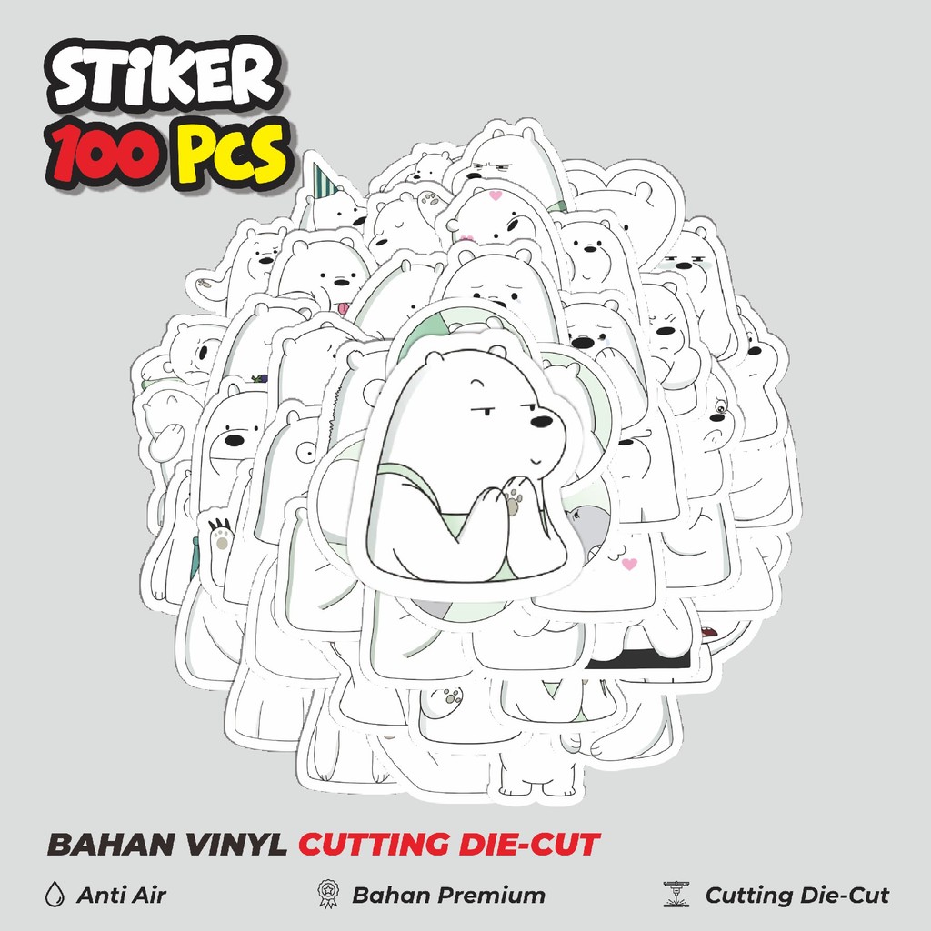 

Terbaru! 50 pcs Funny Character We Bare Bear The Ice Bear Only Dekorasi Lucu Kreatif untuk Notebook, Skateboard, HP