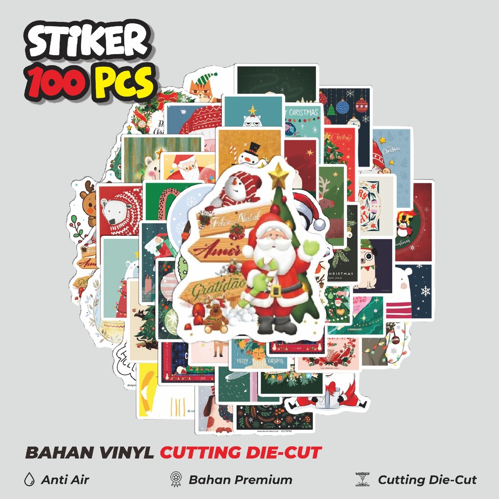 

Terbaru! 50 pcs Stiker Tema Natal V2 Dekorasi Lucu Kreatif untuk Notebook, Skateboard, HP