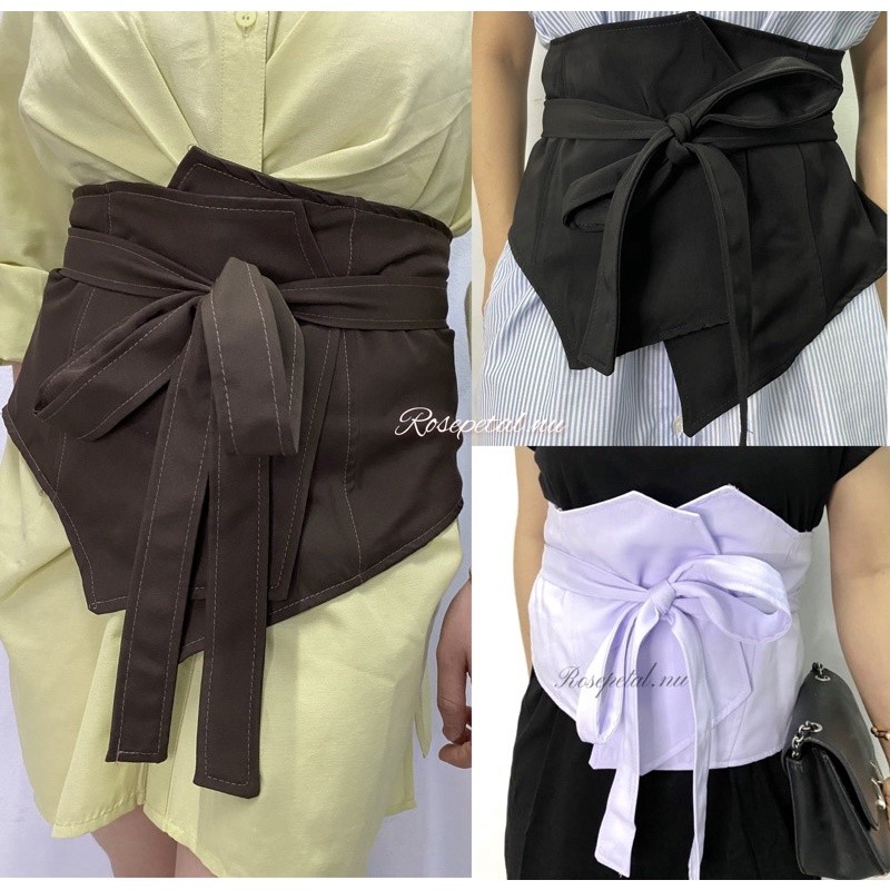 TERLARIS [ BISA COD ] obi belt coklat hitam putih / kain lilit perut / ikat pinggang wanita / belt /