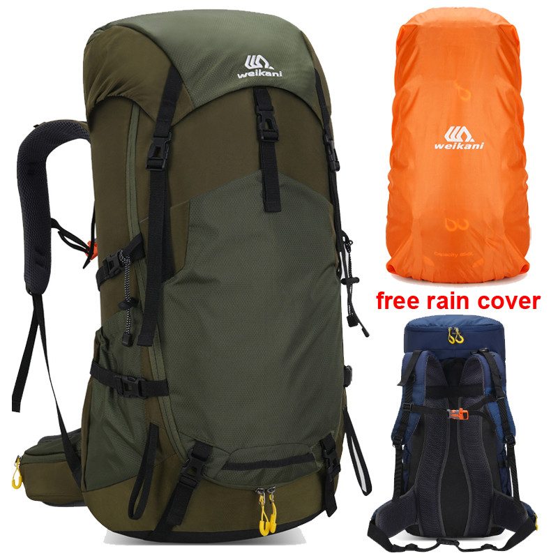 60L Climbing Camping Backpack with Rain Cover Large Outdoor Waterproof Hiking Trekking Mountaineerin