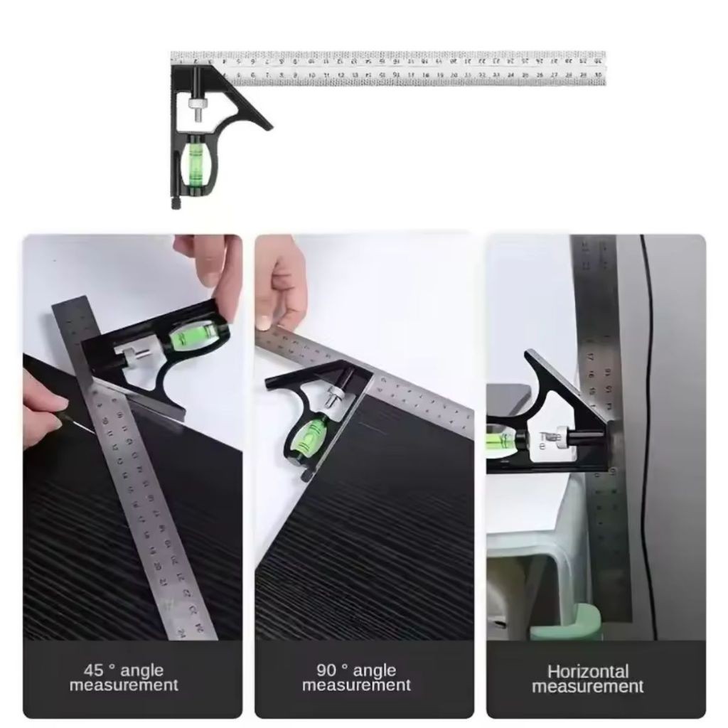 

Penggaris Siku Tukang Waterpass 30CM / Square Ruler Mistar L Stainless / Pengukur Sudut Anti Karat