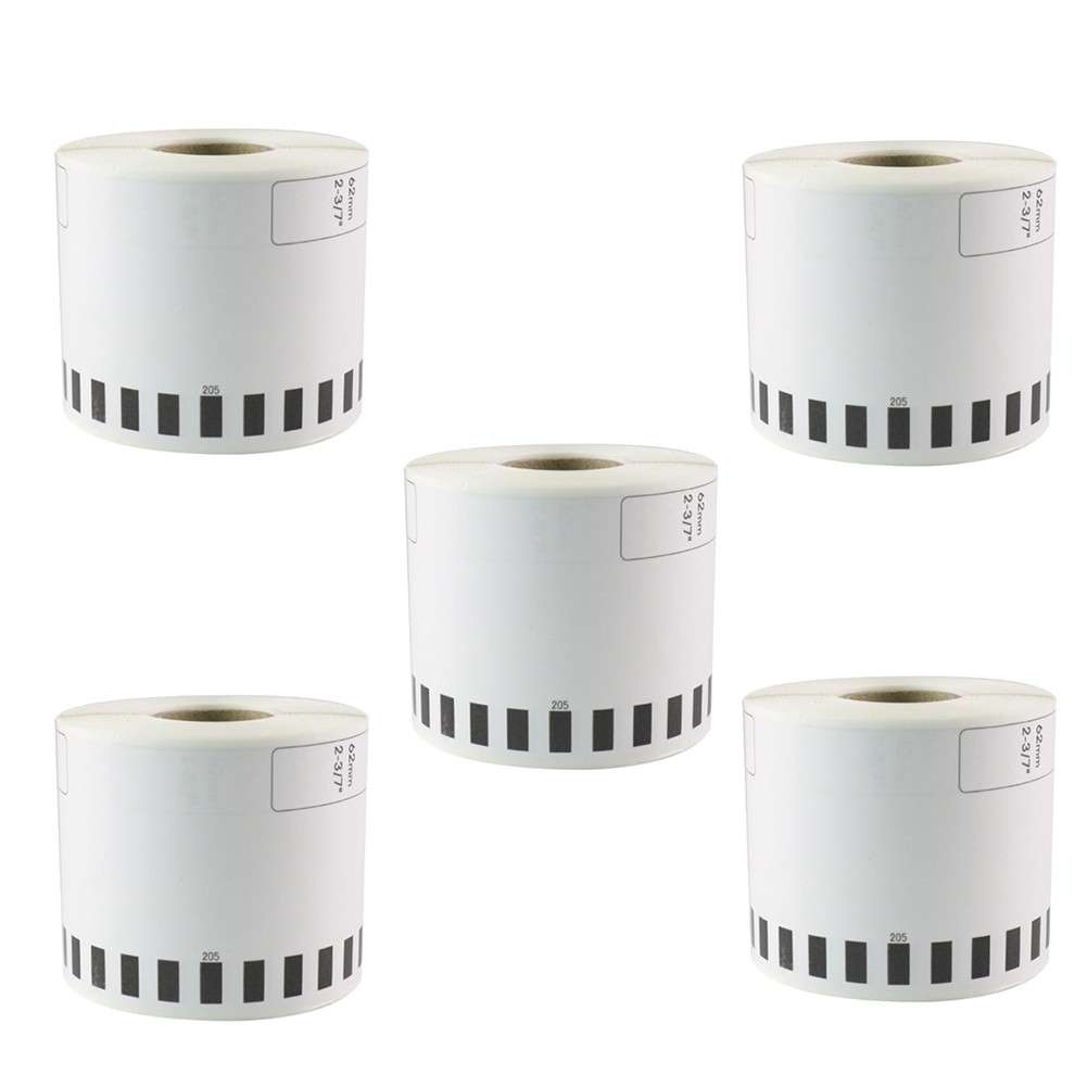 

5 Refill Rolls Compatible DK-22205 Label 62mmx30.48M Continuous Compatible for Brother Label Printer White Paper DK22205