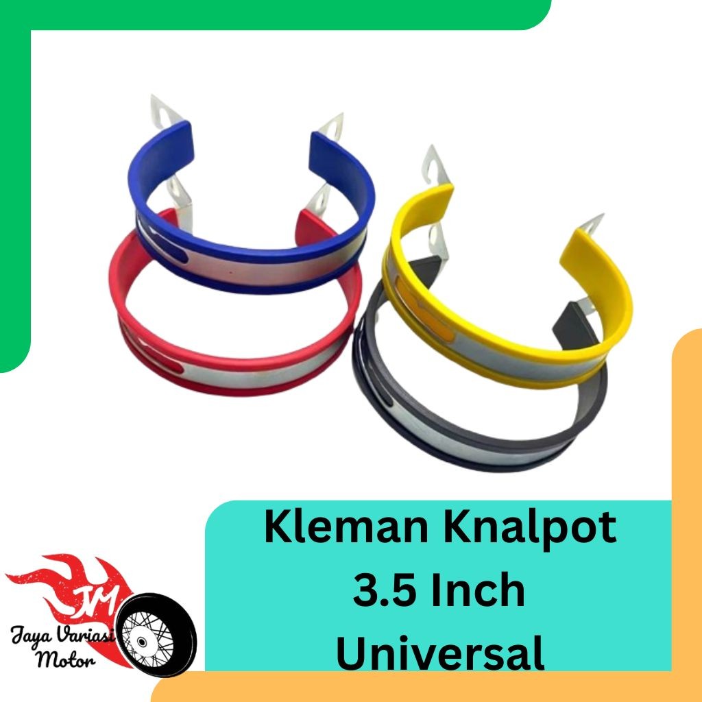 Breket / Kleman Gantungan Knalpot Racing Ukuran 3.5 Inch Universal Bulat Oval Plus Terbalut Karet & 