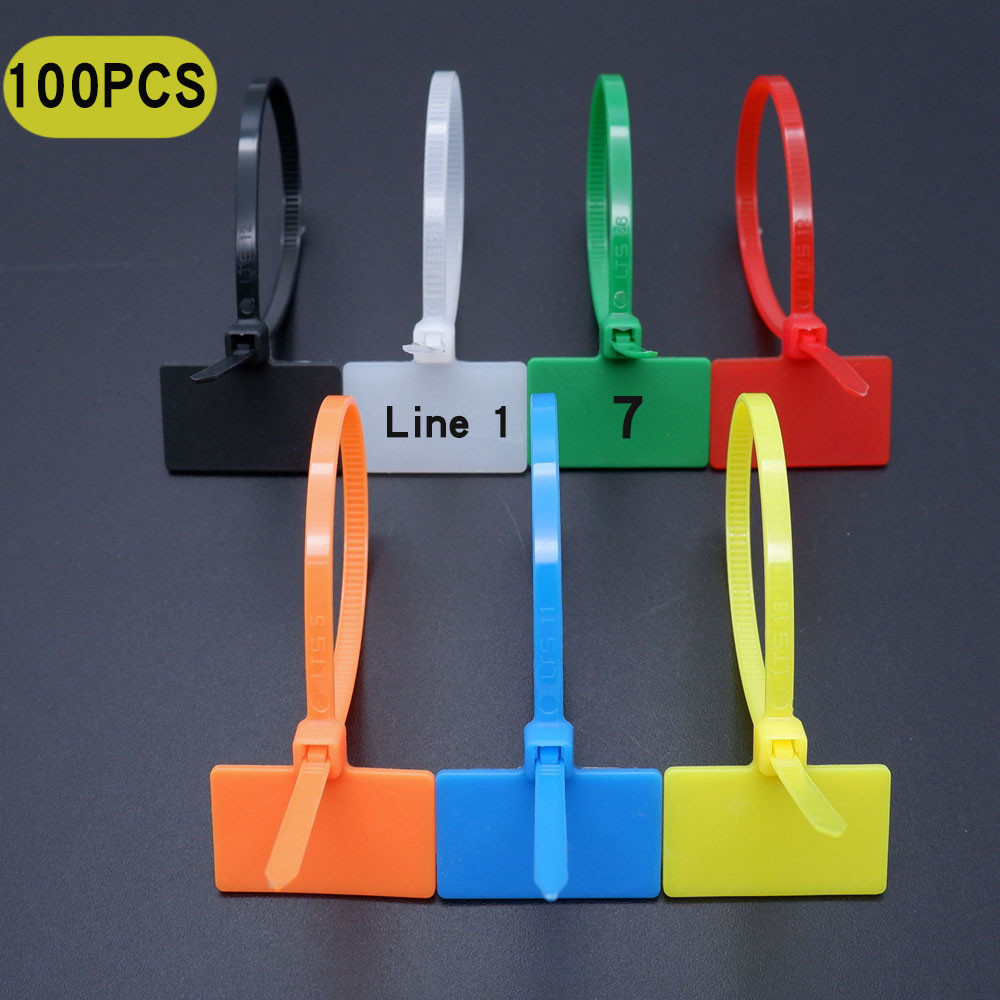 

100pcs Nylon Cable Ties Tag Labels Plastic Loop Self-locking Zip Tie Wraps Network Fixing Straps Markers 4x150mm 3x100mm 4x200mm