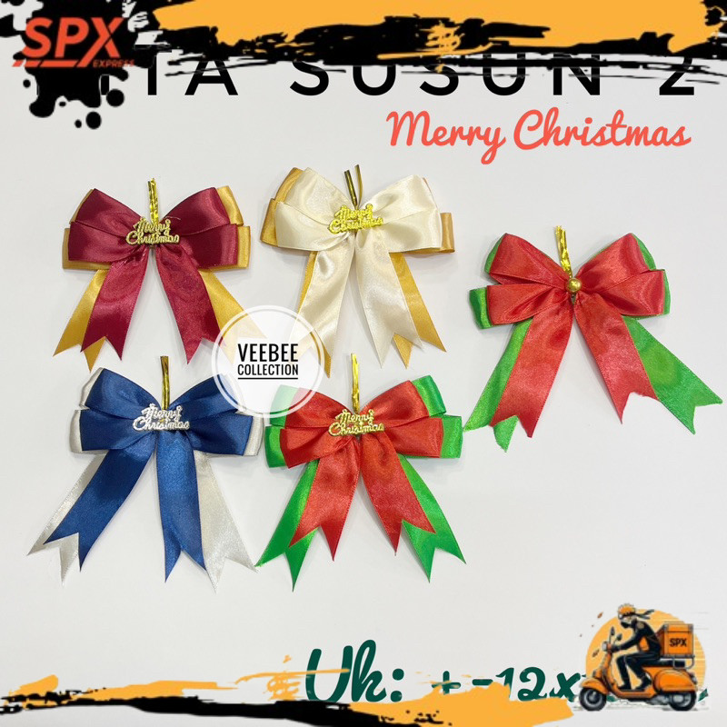 

NEW!! V!RAL Pita Hias Susun 2 Tulisan Merry Christmas/ pita satin hias hampers sovenir kado natal/ ribbon/ aksesories pohon natal/ pita natal VB