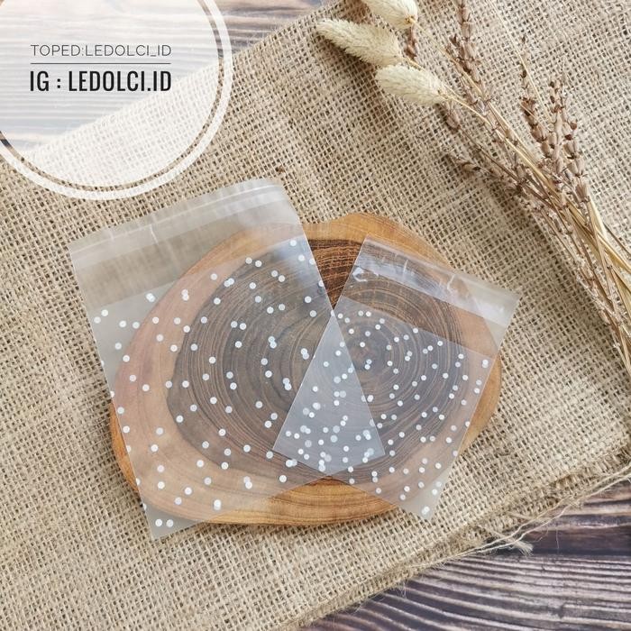 

PROMO! PLASTIK COOKIES POLKADOT DOFF MATTE UKURAN KECIL BESAR 7X7 10X10 CM - 7X7 TEBAL