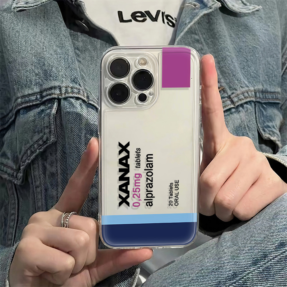 XANAX hot Phone Case For iPhone 16e 15 14 13 12 11Pro Max 7 8Plus XR XS MAX Cute Anti Fall Cover Sil