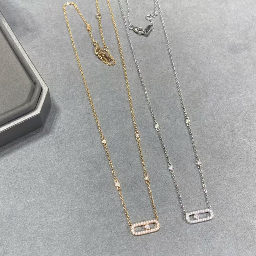 Kalung Tiga Rantai Clavicle Geser Kecil Berlian