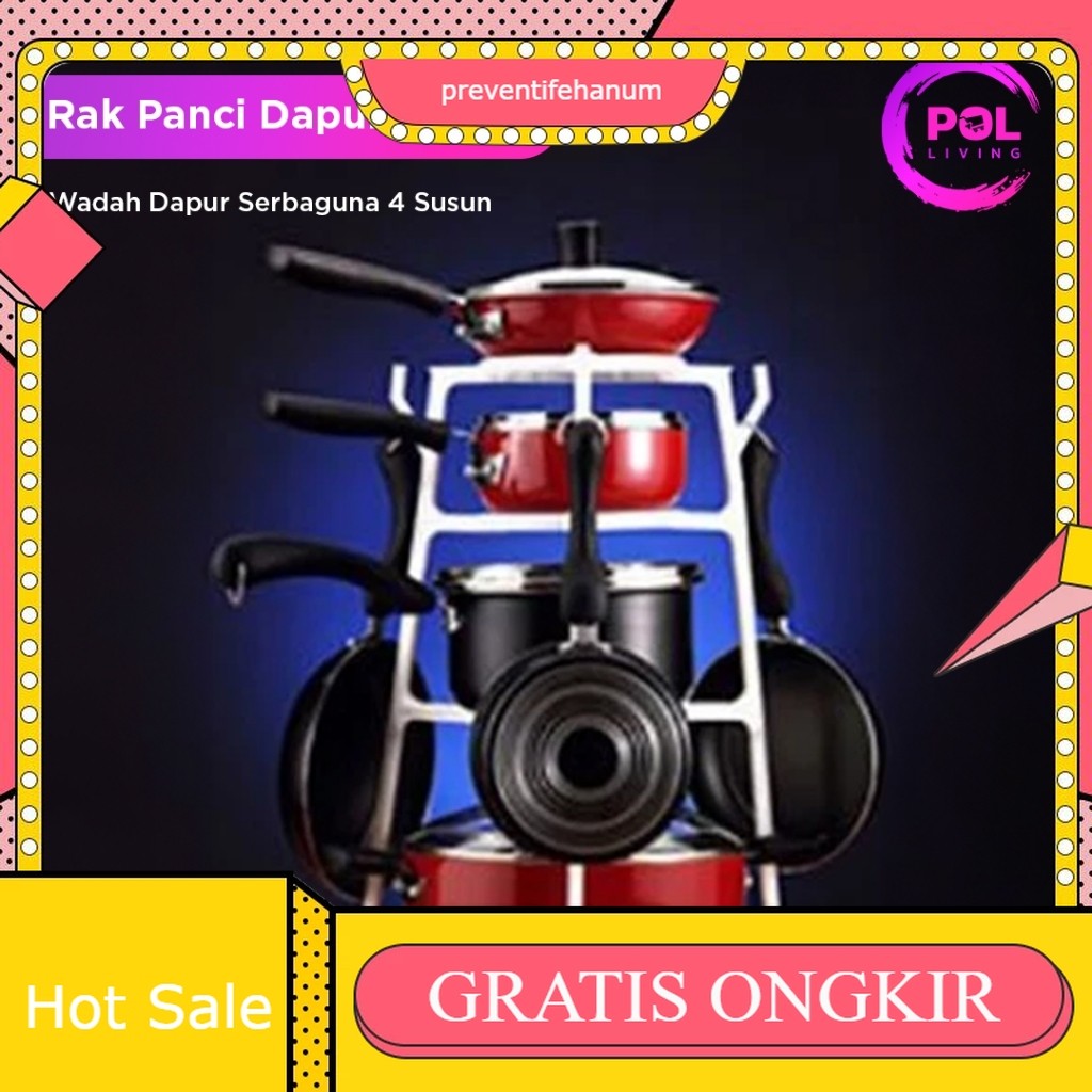 Rak Panci Dapur 3 Susun Plastik