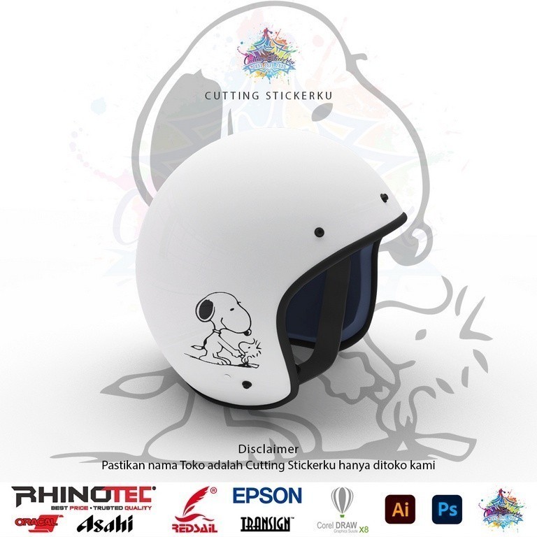 Sticker Cutting Snoopy Kartun Logo Variasi Motor & Mobil Custom Emblem