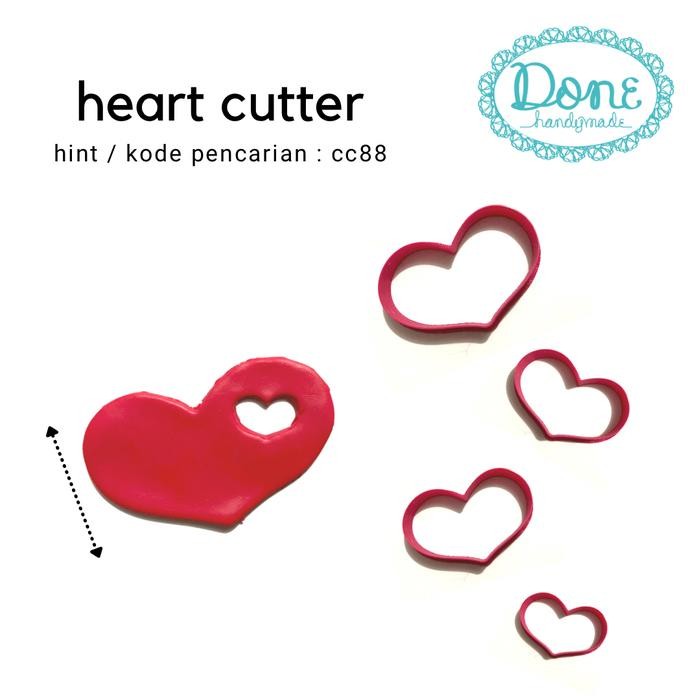 

done handymade Heart cutter clay cutter fondant cetakan fondant valentine cc88 - 1cm