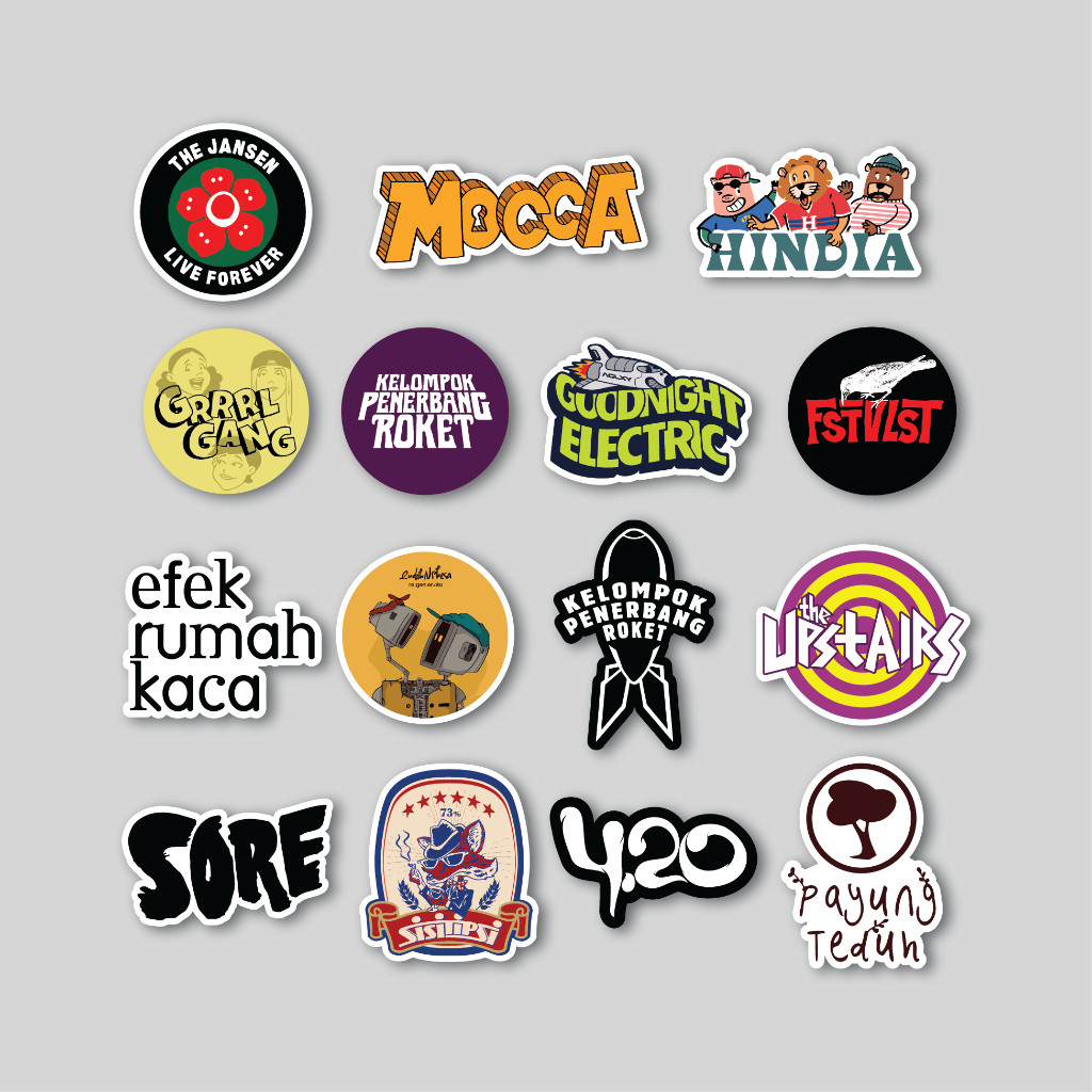 Sticker Pack Band Indie | Sticker Tumbler | Stiker Laptop Koper Helm