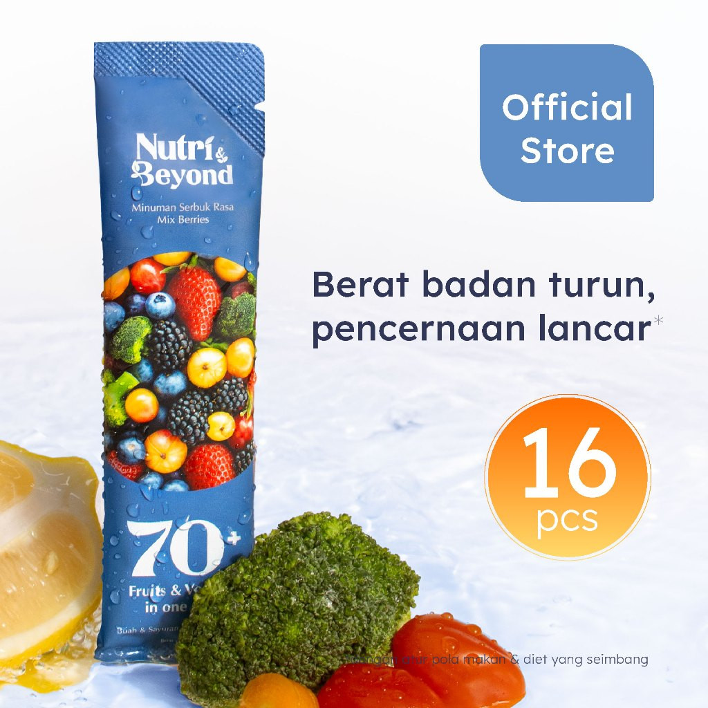 

[BONUS 1 BOX] Nutri & Beyond Fiber Drink dengan Buah dan Sayur Rasa Mixberry 1 Box isi 16 Sachet