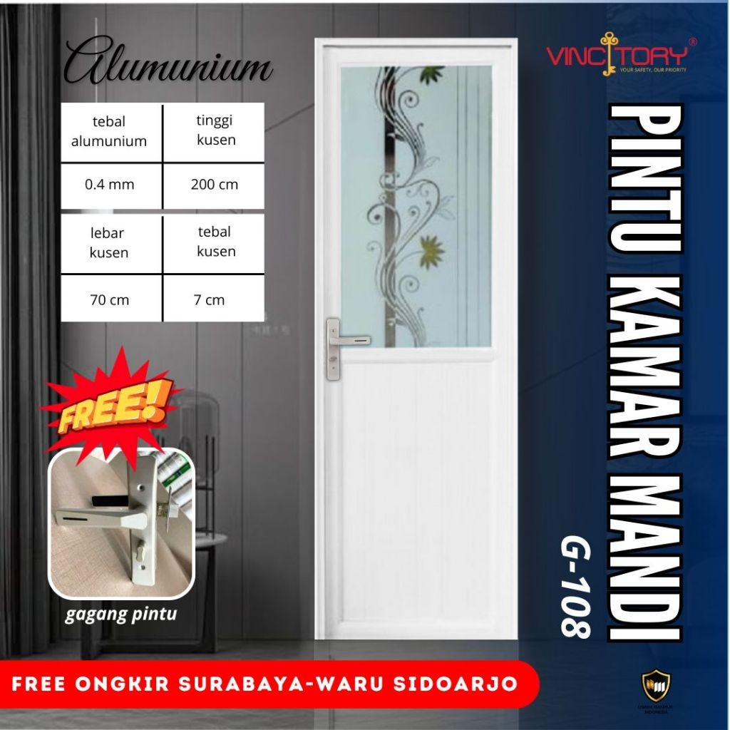 VINCITORY Pintu Kamar Mandi/ Pintu Kamar Mandi Aluminium PREMIUM/ Pintu Kamar