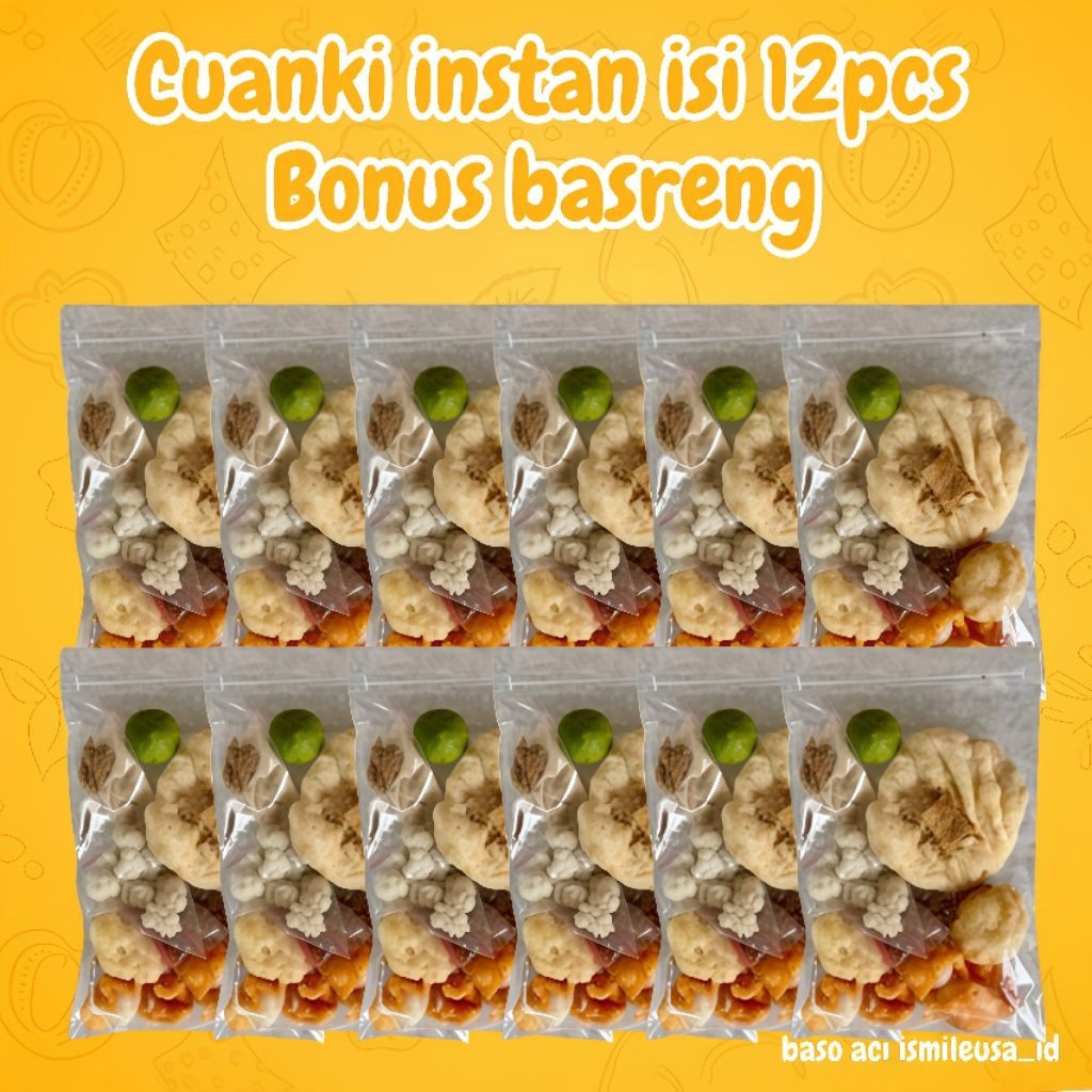 

Cuanki instan isi 12 pcs / Cuanki instan hot jeletot / Cuanki instan bonus basreng