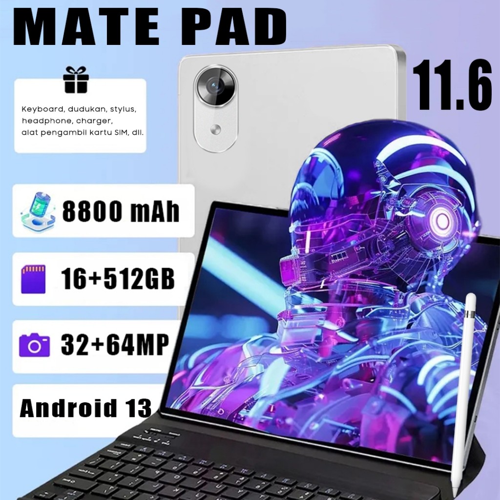 ［ Casing Keyboard Gratis］MatePad Air 5G Dual SIM + Wifi tablet android 13 Baru tablet PC 16GB+512GB 