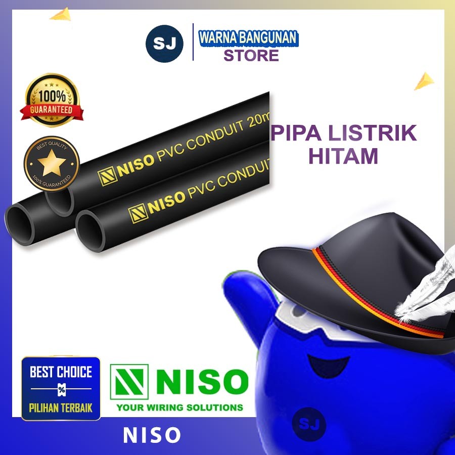PIPA NISO LISTRIK CONDUIT HITAM NISO 20mm PANJANG 2.9M