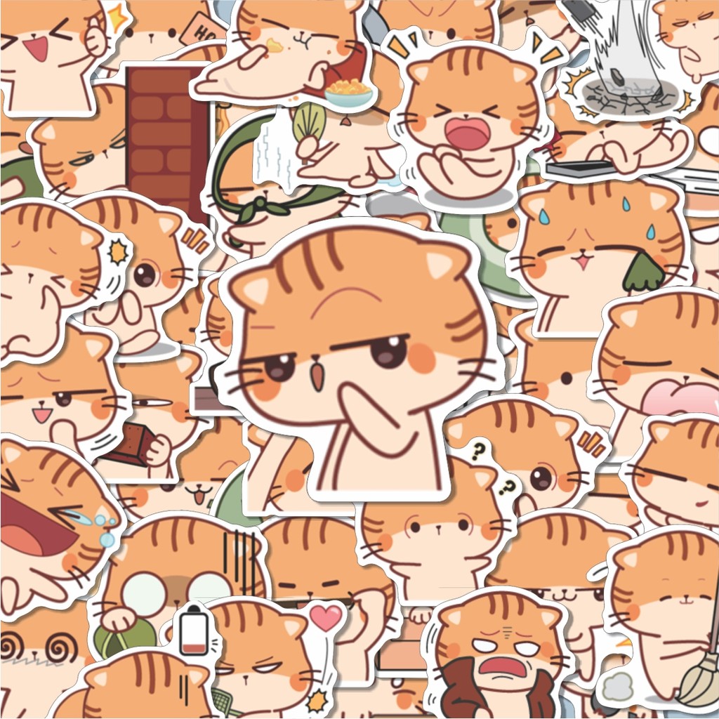 

100PCS Lucu Stiker Chubby Neko Stiker Aesthetic Stiker Anti Air Stikers Berperekat Waterproof sticker decal buat Motor Helm Buku Journal Koper Casing HP Laptop Botol Minum Hadiah anak