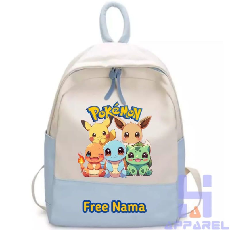 TAS RANSEL ANAK POKEMON PIKACHU EEVEE CHARMANDER SQUIRTLE BULBASAUR