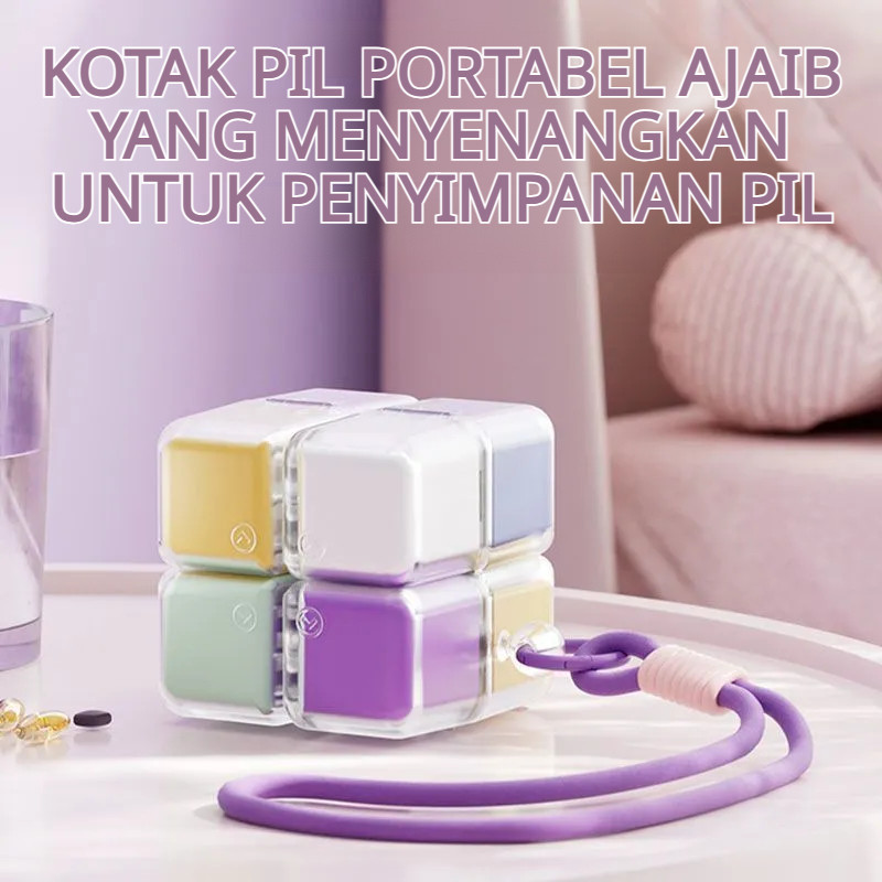 Kirim Dalam 24 Jam/ [Kapasitas Besar + Magnet Kuat] Kotak Obat Kubus Ajaib/Kotak Pil/Tempat Penyimpa