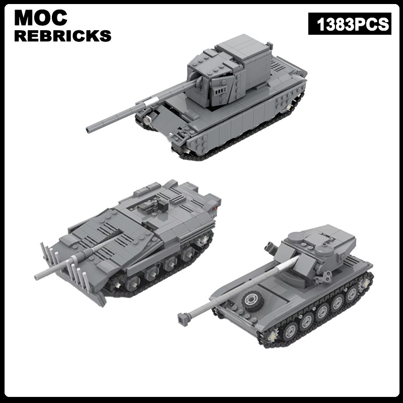 WW II Military Series Britain FV4005 Stage 2 Strv 103 AMX 13 Light Tank MOC Buig Block Model Toy Sen