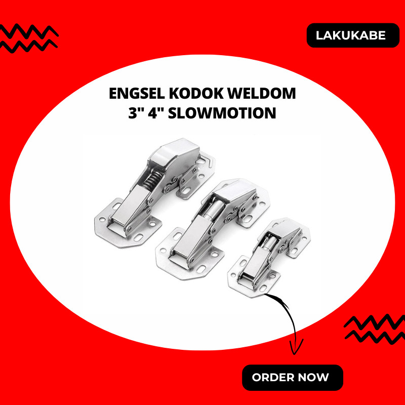 Engsel Kodok Hidrolik Slowmotion 3" 4" Tanpa Coak Lemari Kabinet Weldom