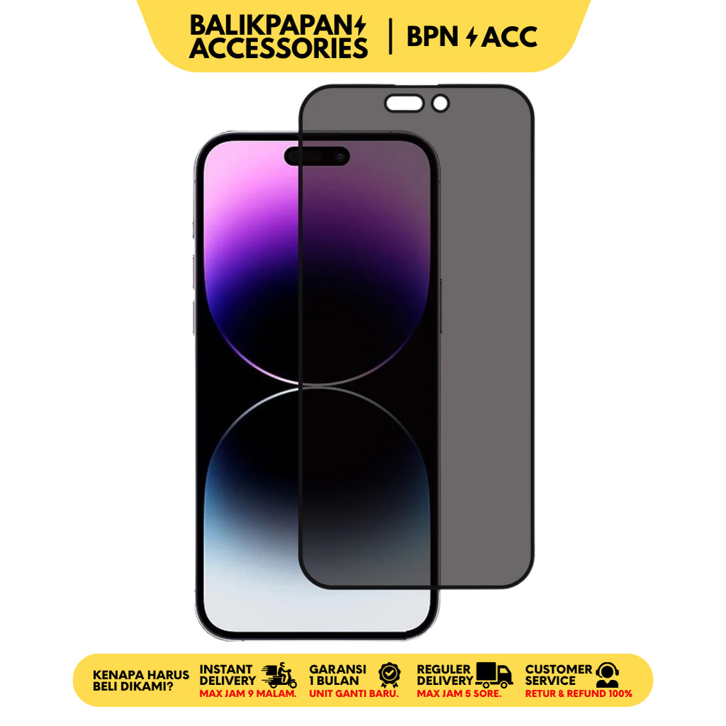 Anti Gores Tempered Glass iPhone Anti Spy Anti Privacy - BALIKPAPAN ACC