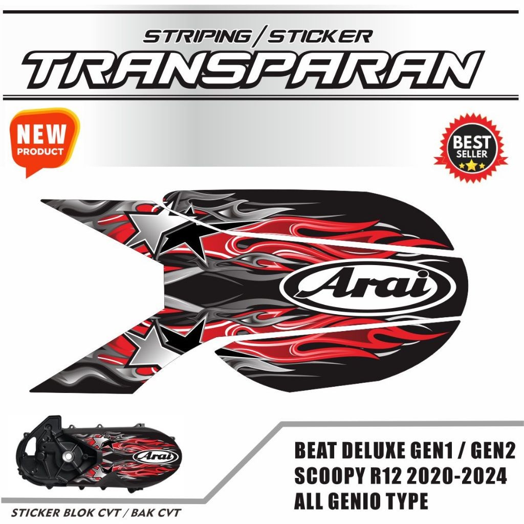 STRIPING TRANSPARAN STIKER CVT SCOOPY NEW BEAT DELUXE GENIO / CVT