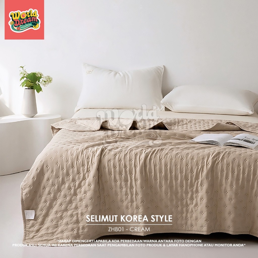 NEW PRODUK WORLDDREAM Bed Cover Selimut Lembut Motif Polos Selimut Polos Korea Lembut 180X200 160X20