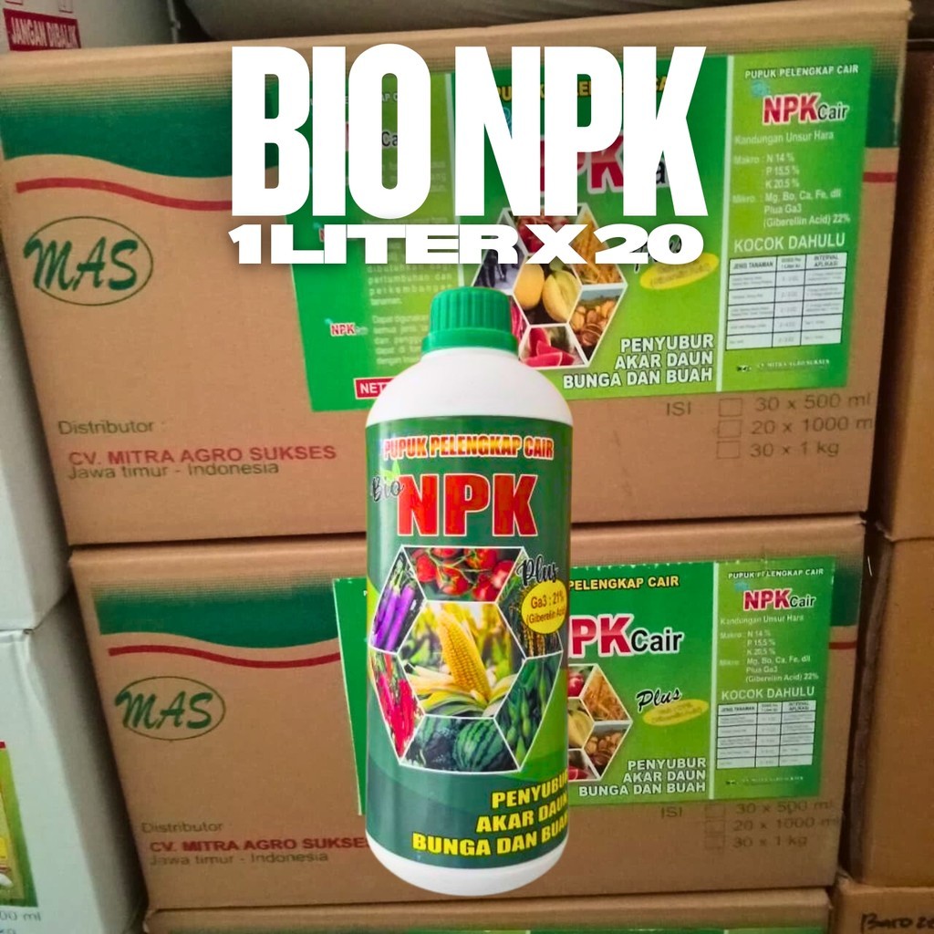 Paket Hemat 1 Dus BIO NPK Plus Cair 1 Liter Isi 20 Botol Pupuk Pertanian