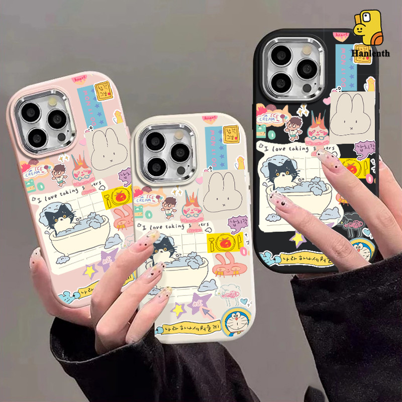 Casing hp Kucing sapi grafiti SoftCase Lucu Chubby Case Fashion Cocok untuk iPhone 11 12 13 14 15 16