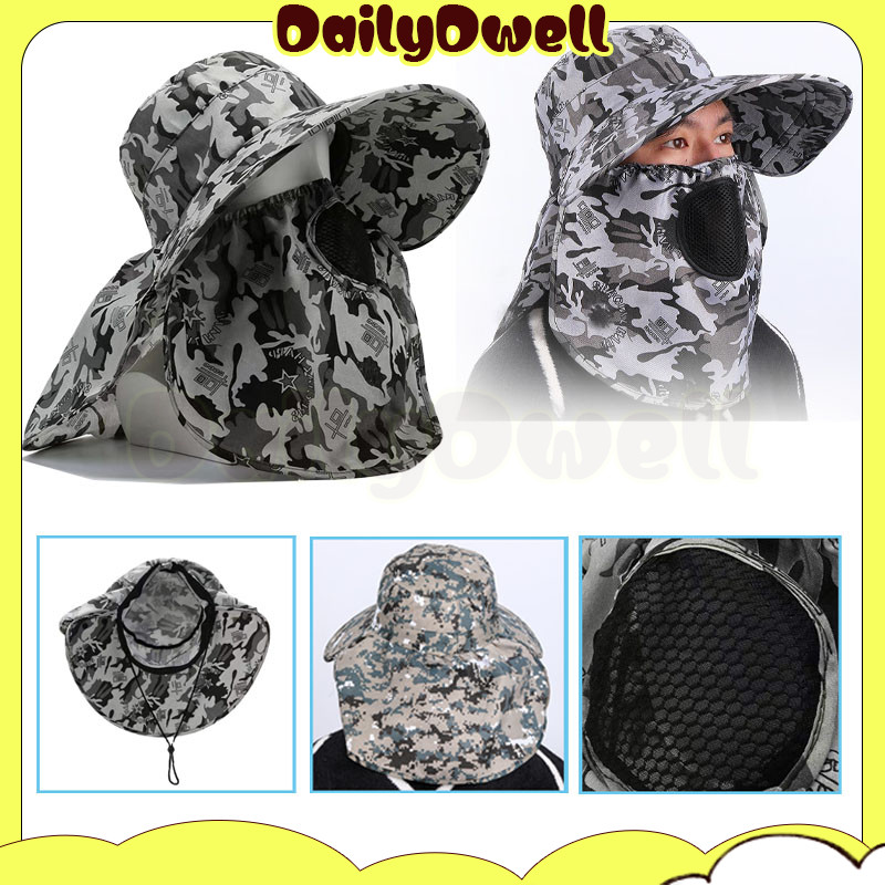 topi pantai pria/topi pantai cadar penutup wajah topi sawah anti uv/ topi pantai cadar /