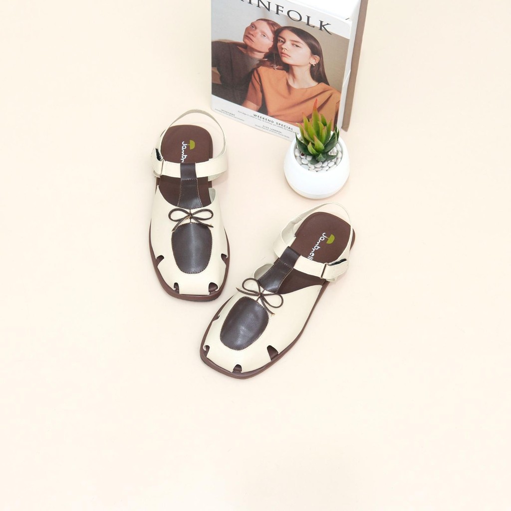 sandal talincang wanita Jambrella GUZEL CREAM sandal talincang wanita trendy
